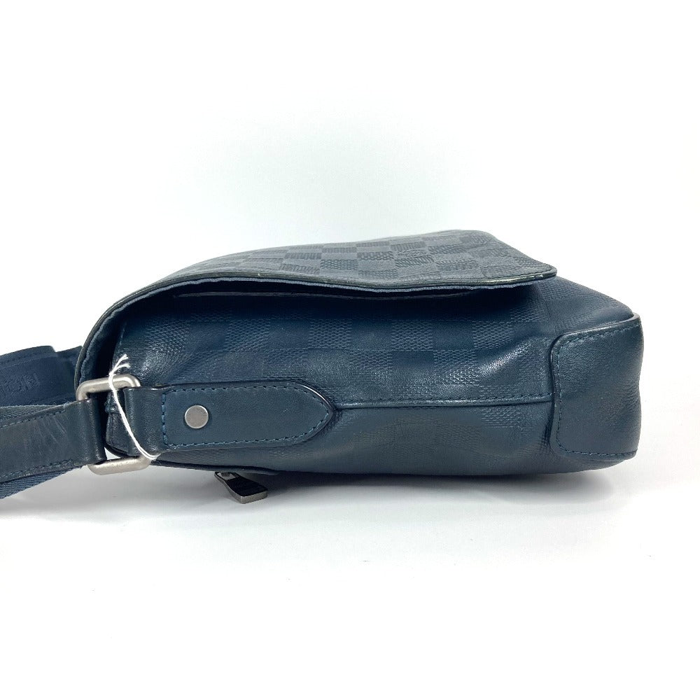 LOUIS VUITTON Shoulder Bag N41285 Damier Anfini Leather Navy Damier Anfini District PM unisex(Unisex) Used Authentic