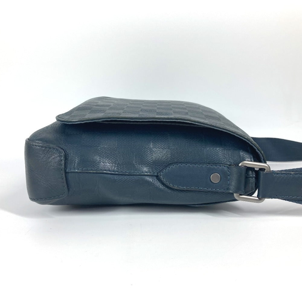 LOUIS VUITTON Shoulder Bag N41285 Damier Anfini Leather Navy Damier Anfini District PM unisex(Unisex) Used Authentic