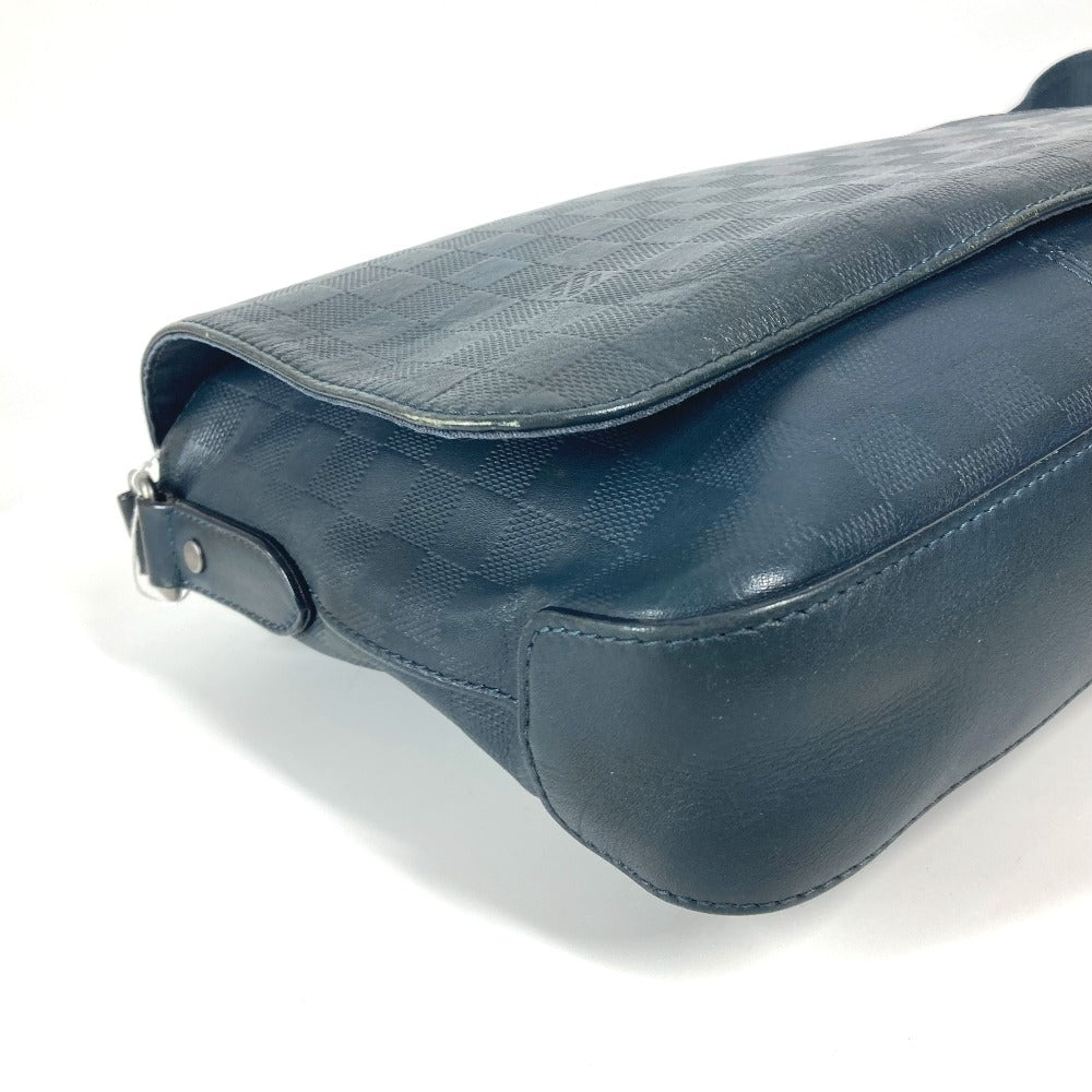 LOUIS VUITTON Shoulder Bag N41285 Damier Anfini Leather Navy Damier Anfini District PM unisex(Unisex) Used Authentic