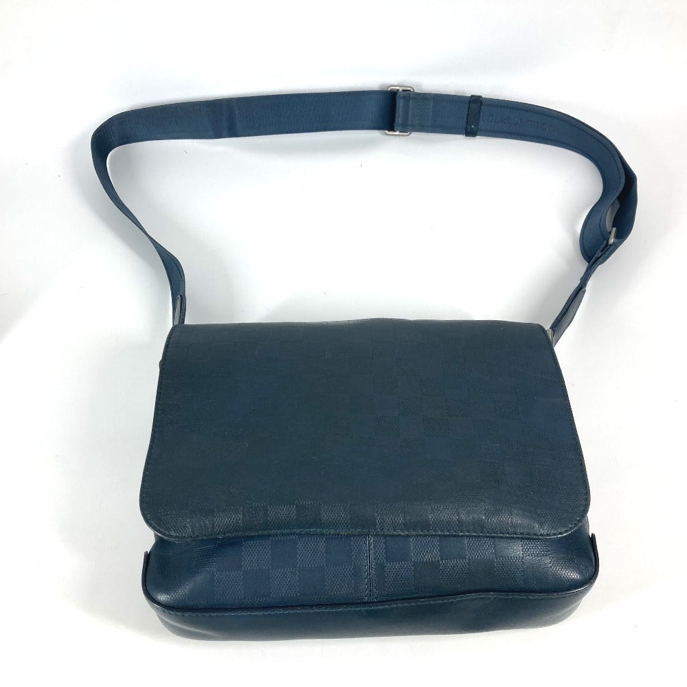 LOUIS VUITTON Shoulder Bag N41285 Damier Anfini Leather Navy Damier Anfini District PM unisex(Unisex) Used Authentic
