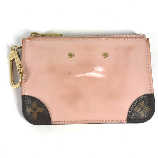 LOUIS VUITTON Coin case M63853 Patent leather pink Monogram Vernis Miroir Pochette cree