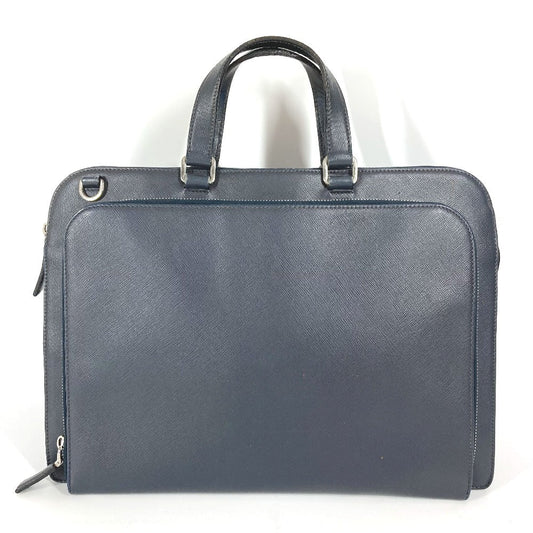 PRADA Business bag saffiano leather Navy Triangle logo plate