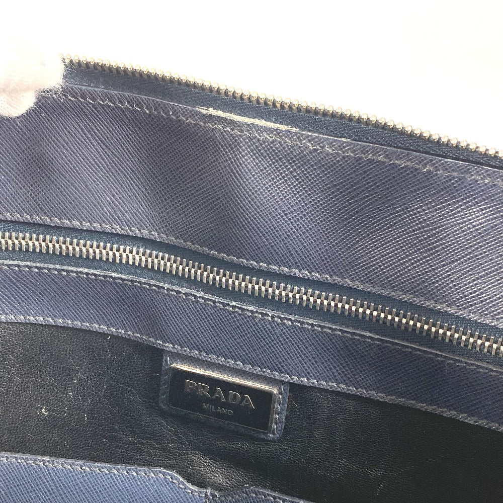 PRADA Business bag saffiano leather Navy Triangle logo plate