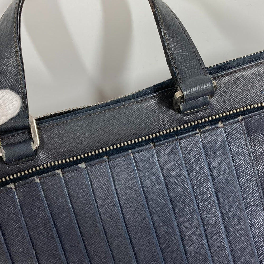 PRADA Business bag saffiano leather Navy Triangle logo plate