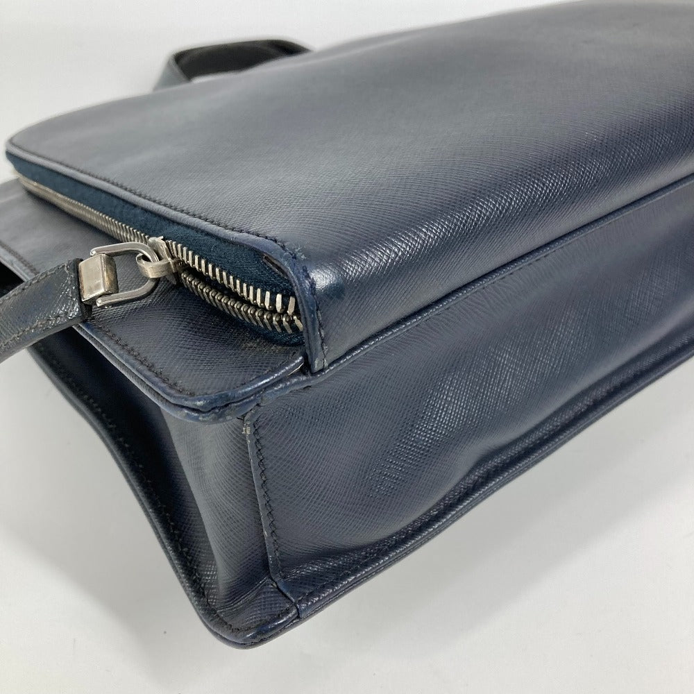 PRADA Business bag saffiano leather Navy Triangle logo plate