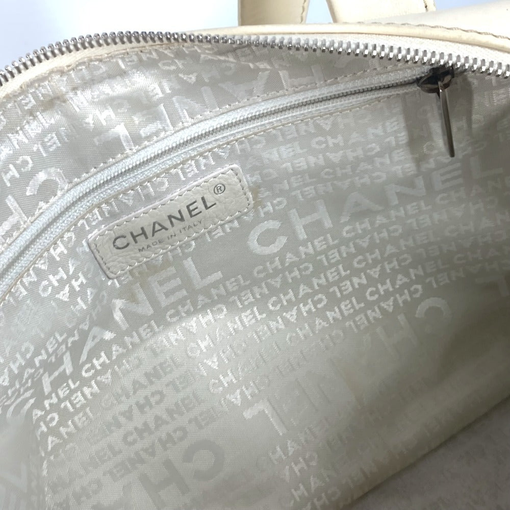 CHANEL Shoulder Bag Leather / canvas Ivorytype logo