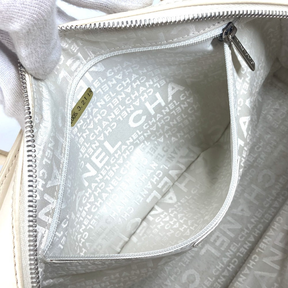 CHANEL Shoulder Bag Leather / canvas Ivorytype logo