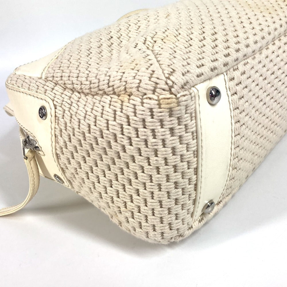 CHANEL Shoulder Bag Leather / canvas Ivorytype logo