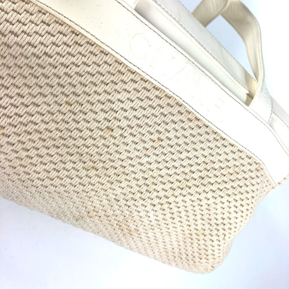 CHANEL Handbag Leather / canvas beige CC COCO Mark logo