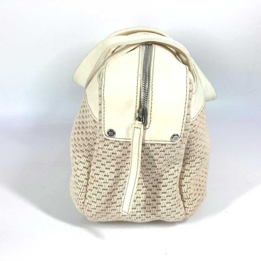 CHANEL Handbag Leather / canvas beige CC COCO Mark logo