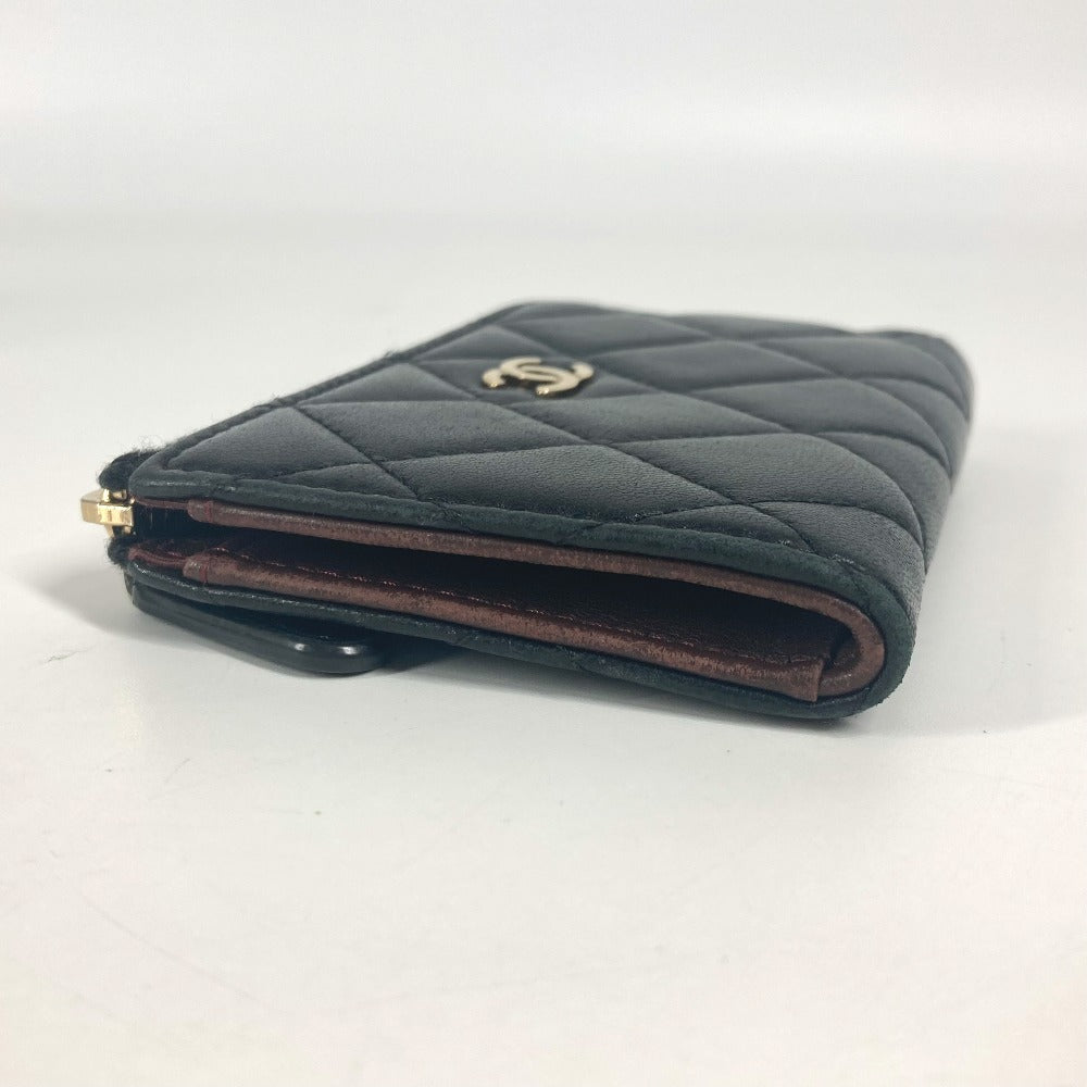 CHANEL Coin case lambskin black CC COCO Mark logo Matelasse quilting