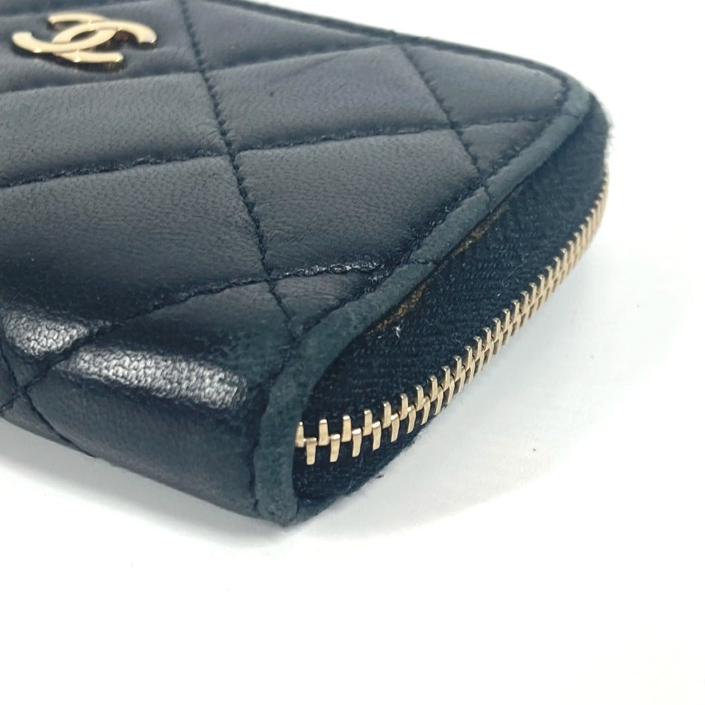 CHANEL Coin case lambskin black CC COCO Mark logo Matelasse quilting