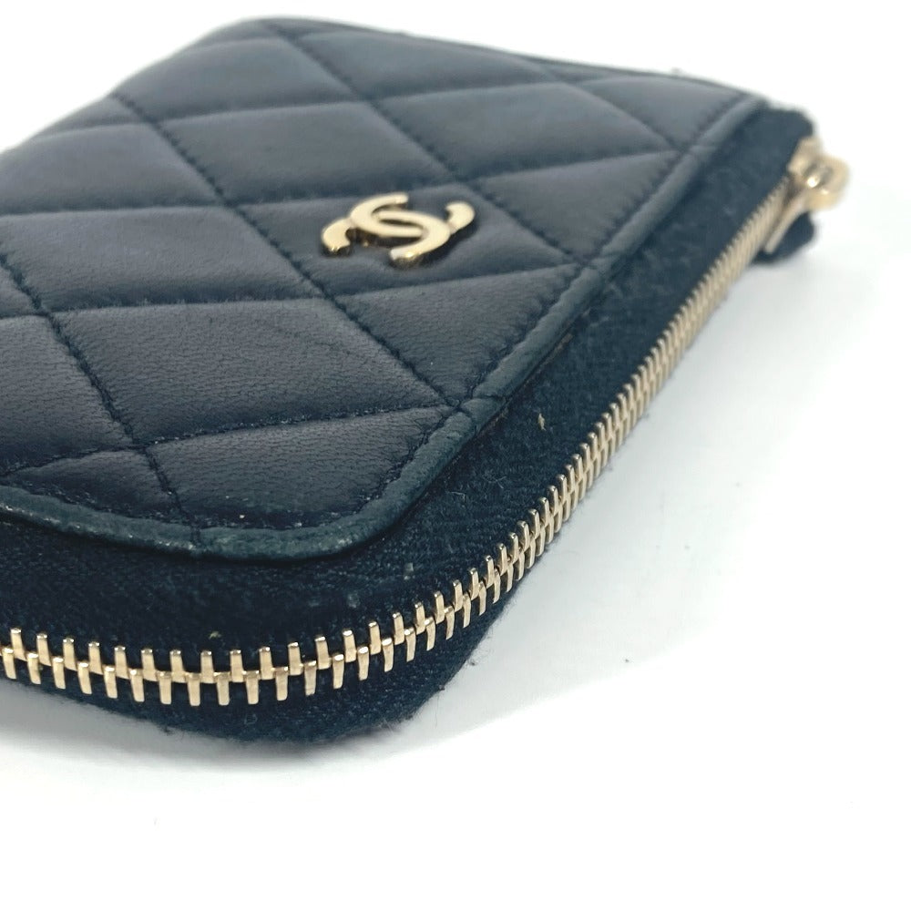 CHANEL Coin case lambskin black CC COCO Mark logo Matelasse quilting