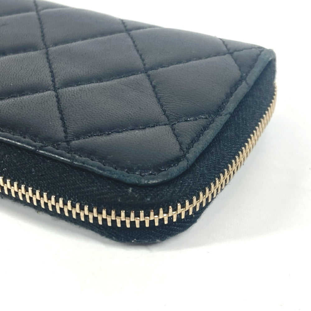 CHANEL Coin case lambskin black CC COCO Mark logo Matelasse quilting