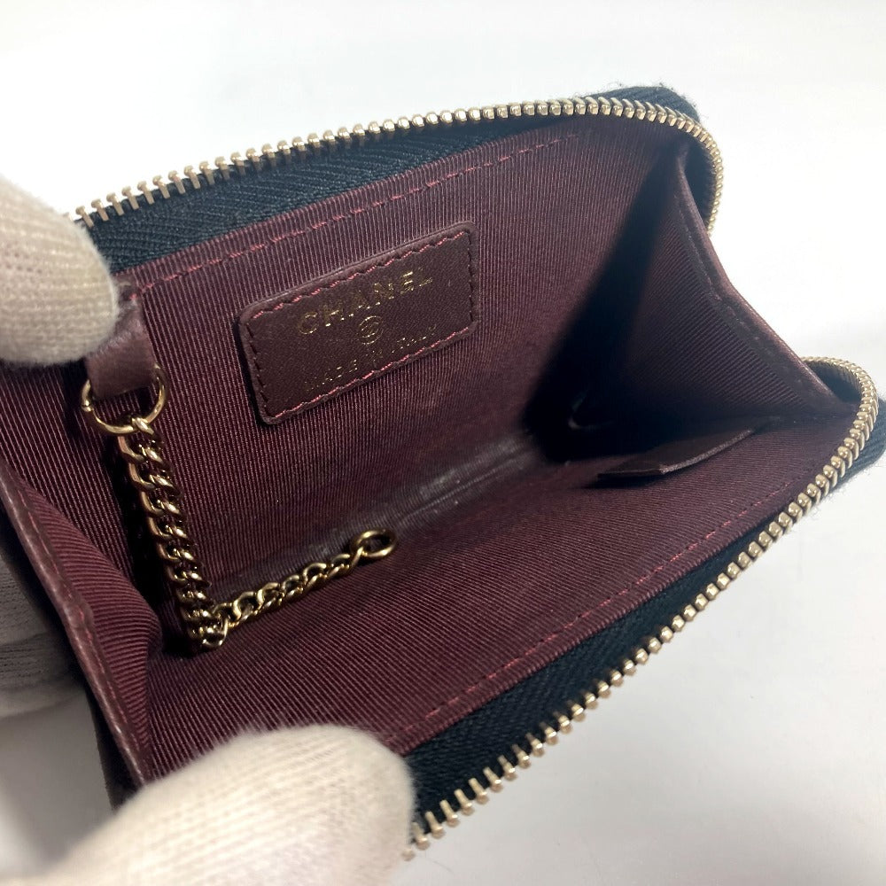 CHANEL Coin case lambskin black CC COCO Mark logo Matelasse quilting