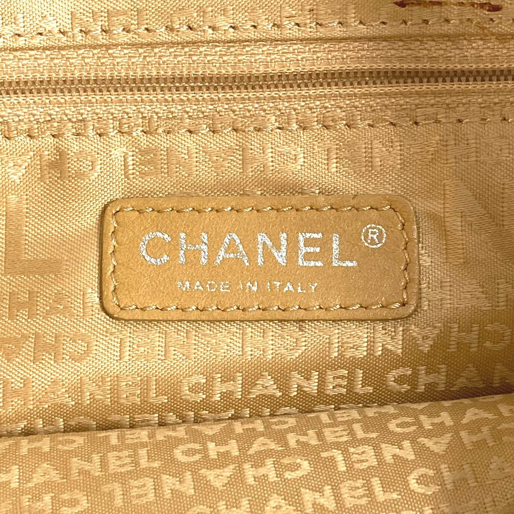 CHANEL Shoulder Bag Leather / canvas black Clover logo