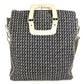 CHANEL Shoulder Bag Leather / canvas black Clover logo