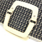 CHANEL Shoulder Bag Leather / canvas black Clover logo