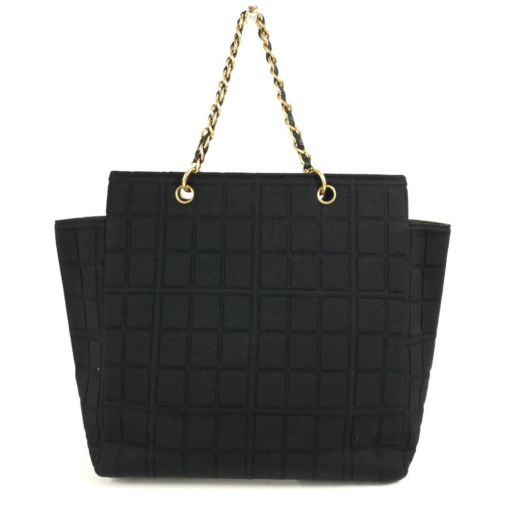 CHANEL Shoulder Bag Jersey black CC COCO Mark Chocolate Bar