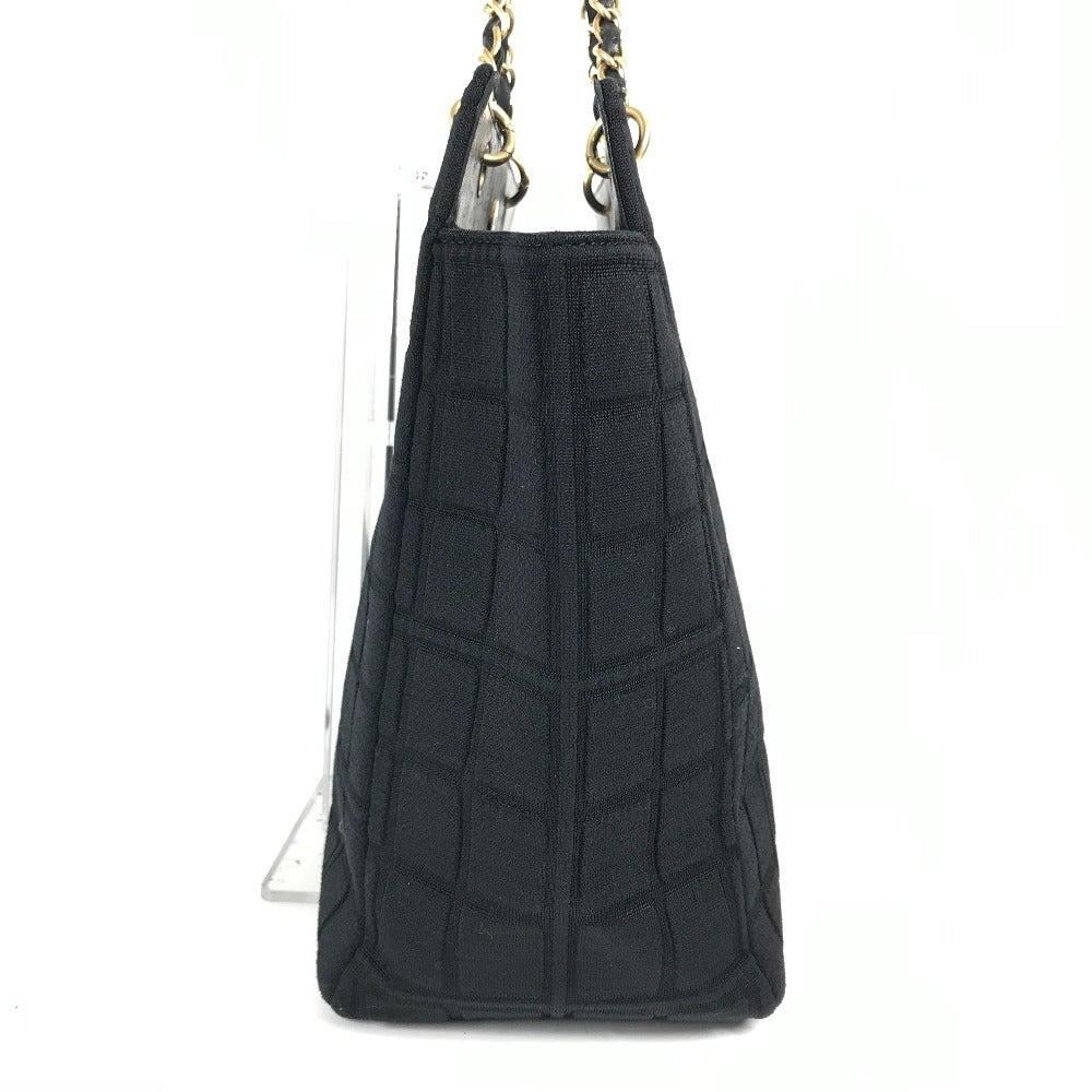 CHANEL Shoulder Bag Jersey black CC COCO Mark Chocolate Bar