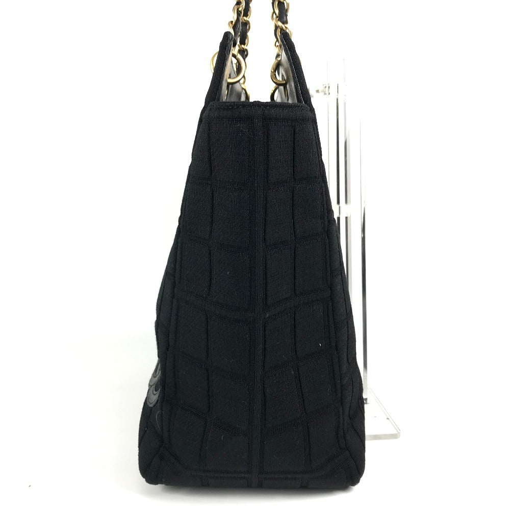 CHANEL Shoulder Bag Jersey black CC COCO Mark Chocolate Bar