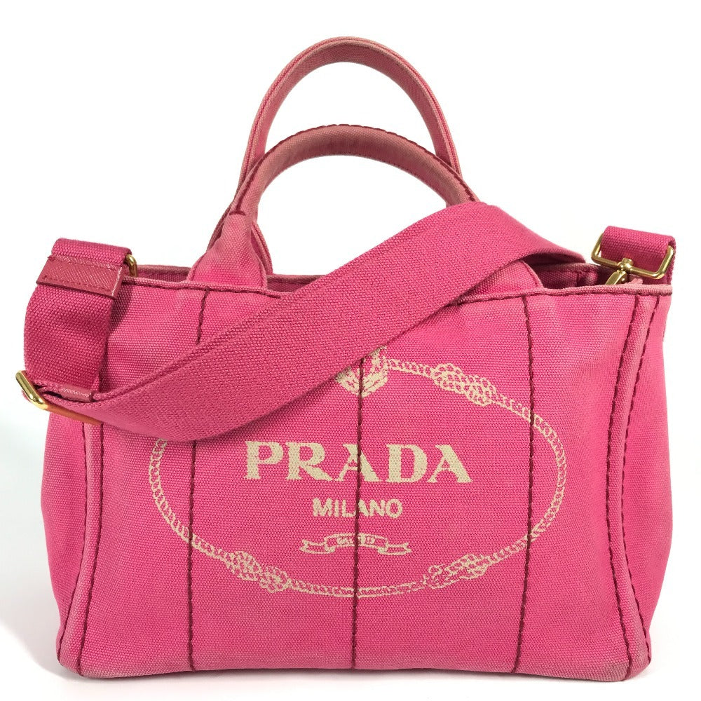 PRADA Handbag canvas pink Canapa logo