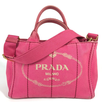 PRADA Handbag canvas pink Canapa logo