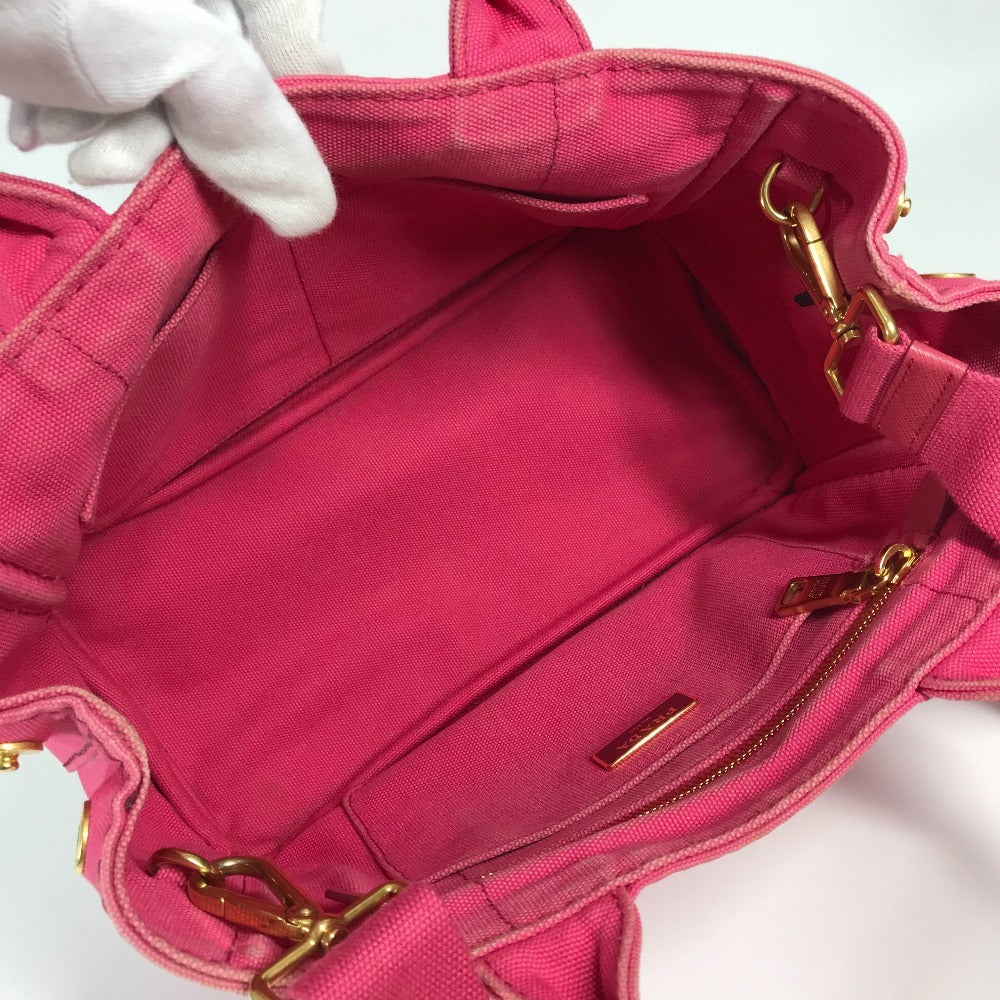 PRADA Handbag canvas pink Canapa logo