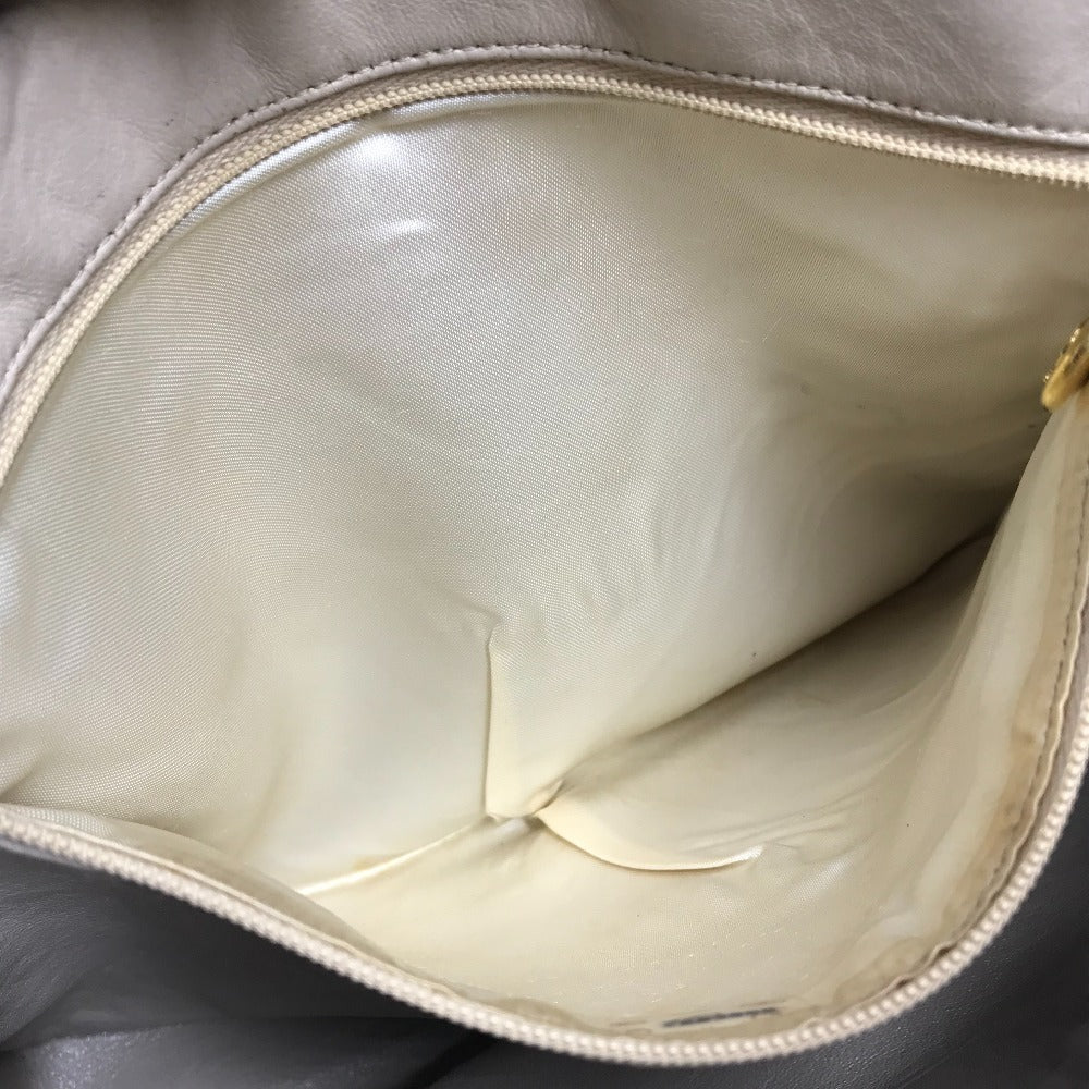 CHANEL Shoulder Bag canvas beige vintage logo matelassé quilted fringe tassel