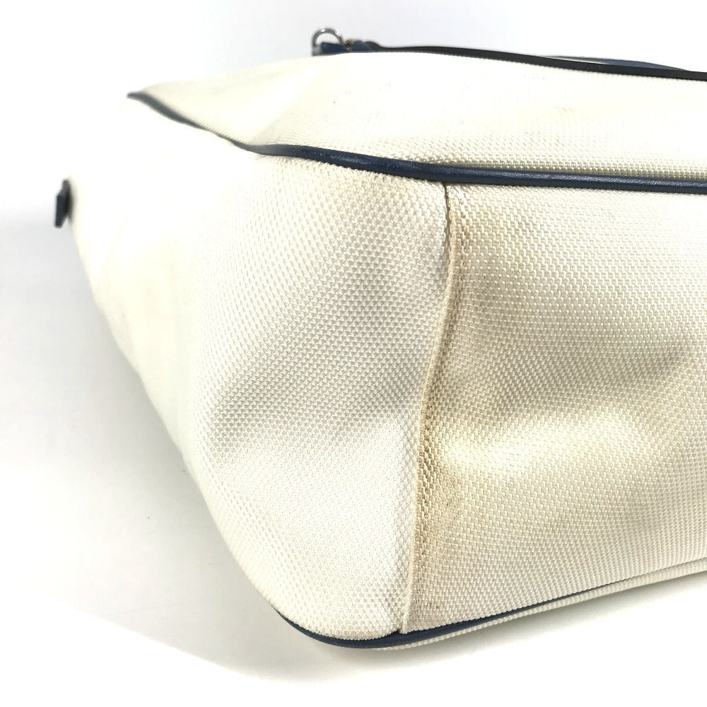 CHANEL Shoulder Bag Leather / canvas white Airline CC COCO Mark logo