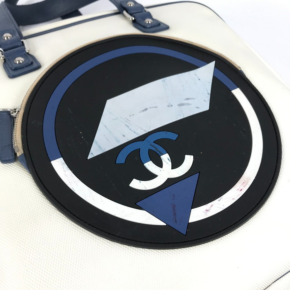 CHANEL Shoulder Bag Leather / canvas white Airline CC COCO Mark logo