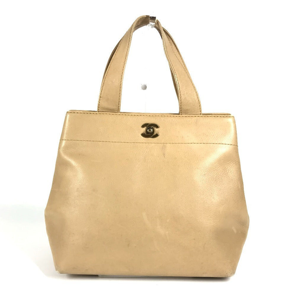CHANEL Handbag leather beige Turnlock CC COCO Mark