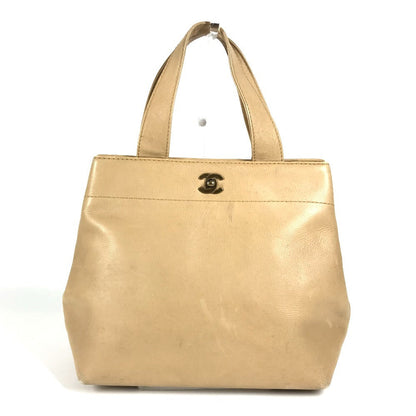 CHANEL Handbag leather beige Turnlock CC COCO Mark