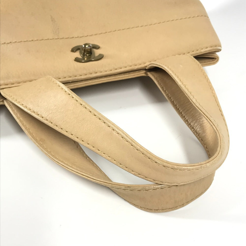 CHANEL Handbag leather beige Turnlock CC COCO Mark