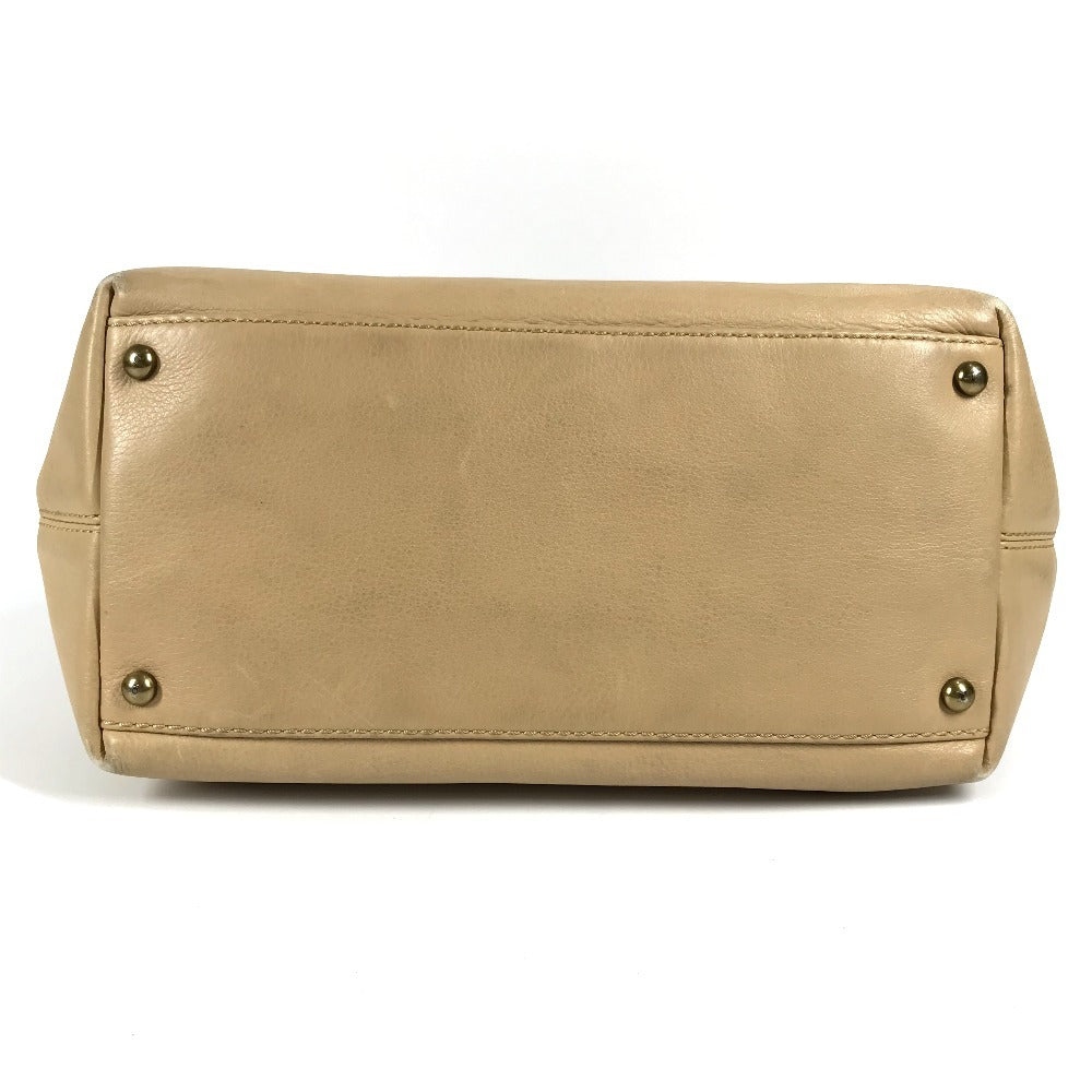 CHANEL Handbag leather beige Turnlock CC COCO Mark