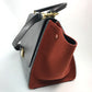 CELINE Shoulder Bag leather Gray x orange x black Trapeze Women Used Authentic