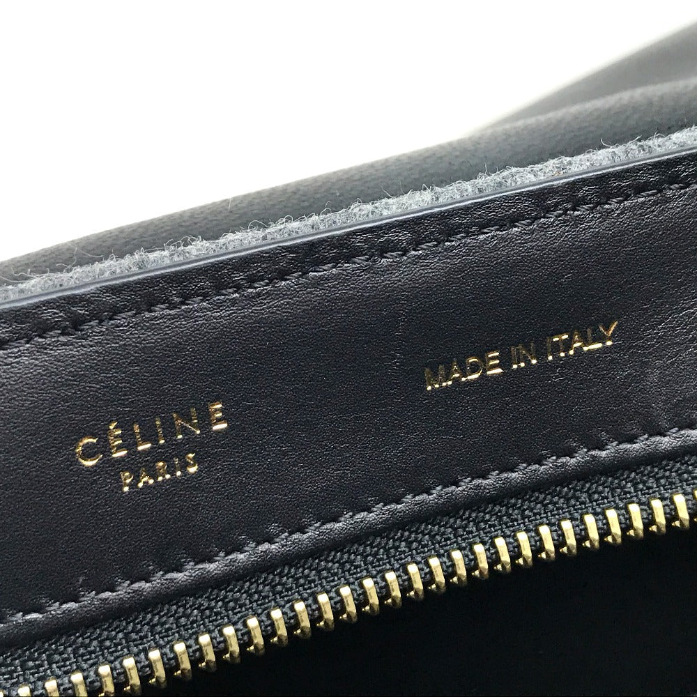 CELINE Shoulder Bag leather Gray x orange x black Trapeze Women Used Authentic