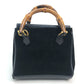 GUCCI Shoulder Bag Suede / leather Black x brown Pochette Bamboo Women Used Authentic