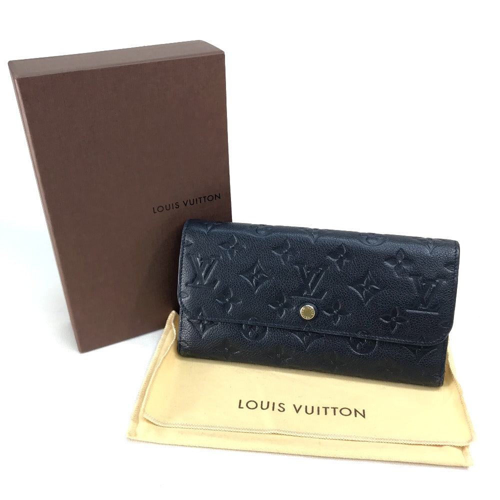 LOUIS VUITTON Long Wallet Purse M60258 Monogram Ann Platt Leather Navy Monogram Ann Platt Portefeuille Villetuoz Women Used Authentic