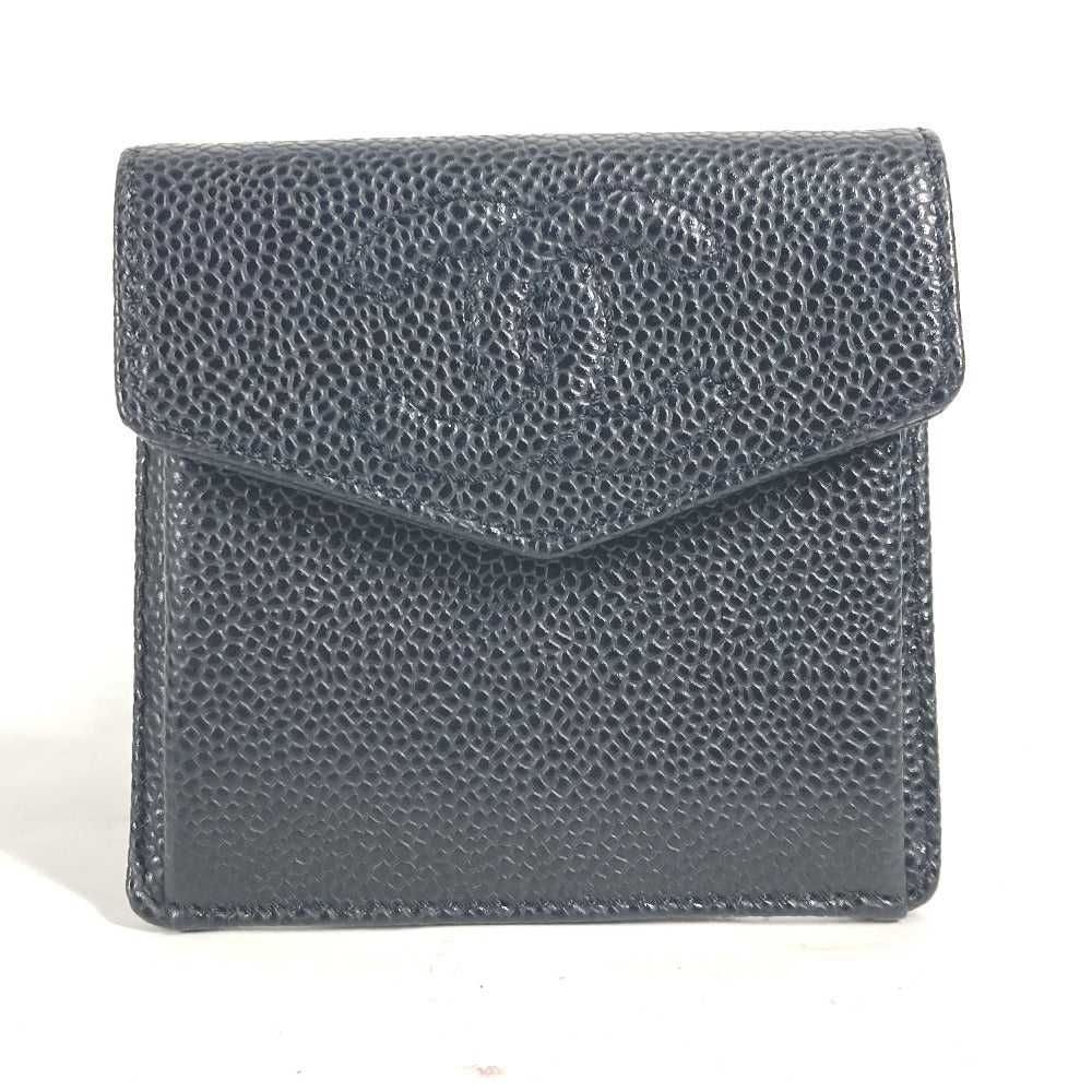 CHANEL Coin case A13233 Caviar skin black CC COCO Mark Women Used Authentic