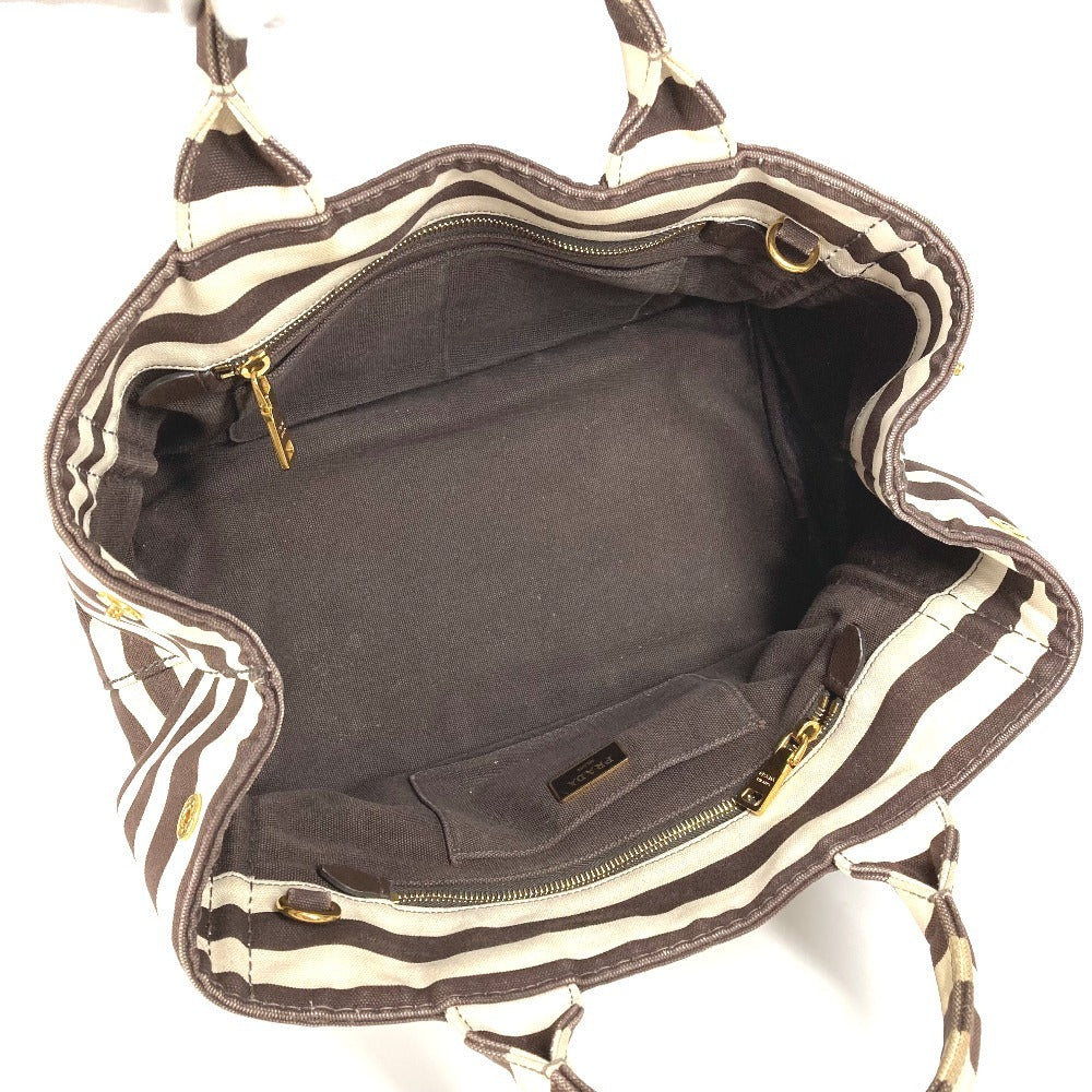PRADA Handbag canvas Brown Canapa logo border