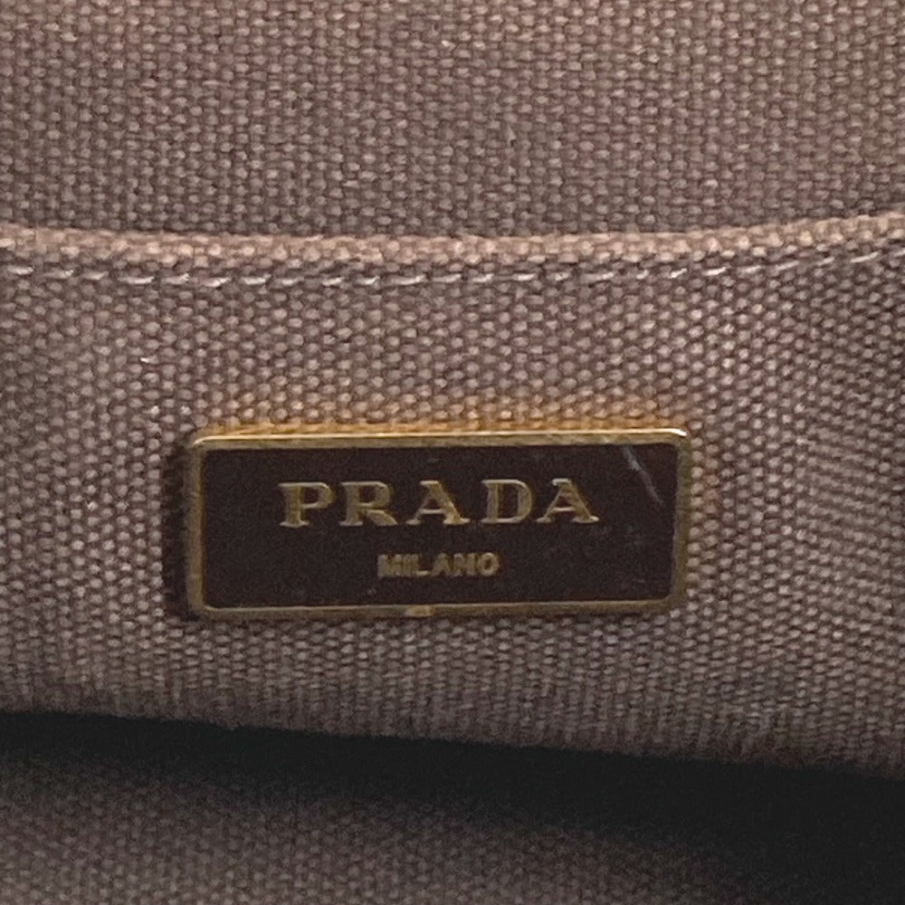 PRADA Handbag canvas Brown Canapa logo border