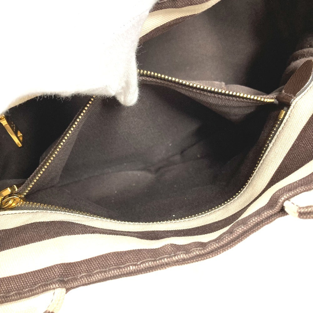 PRADA Handbag canvas Brown Canapa logo border