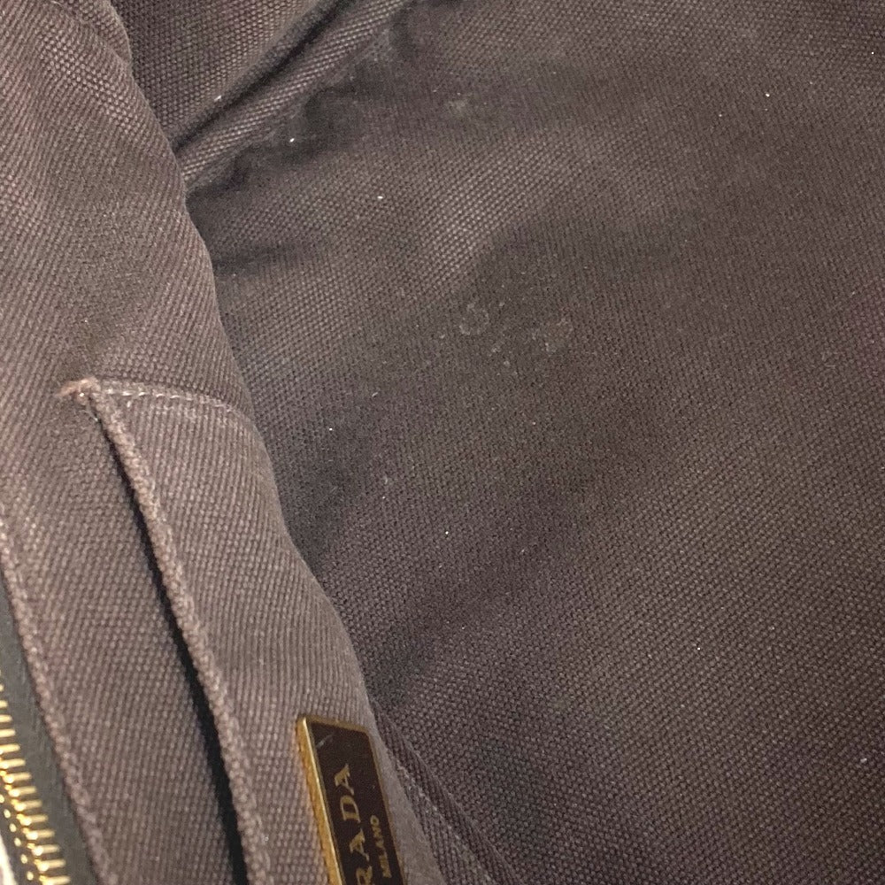 PRADA Handbag canvas Brown Canapa logo border