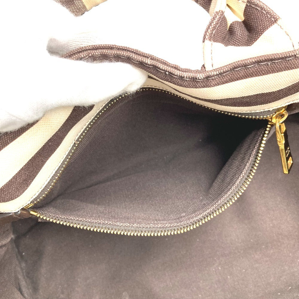 PRADA Handbag canvas Brown Canapa logo border
