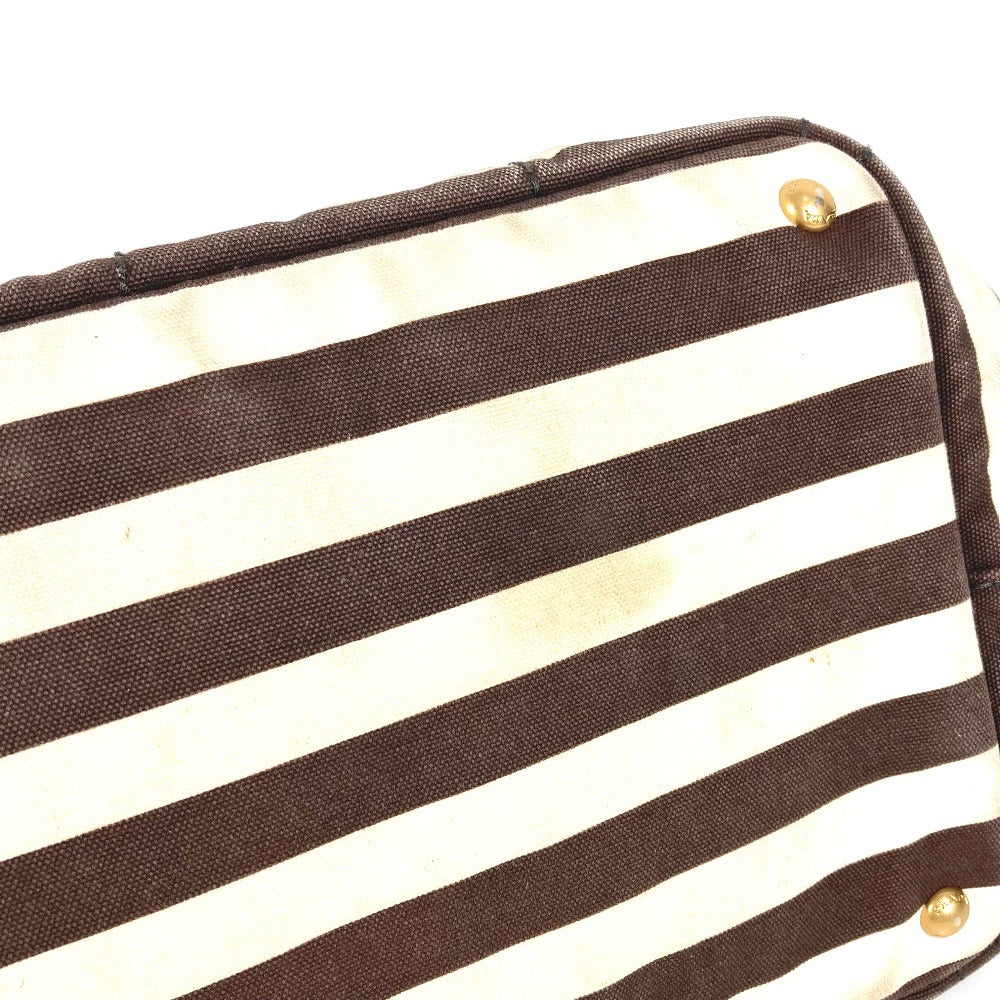 PRADA Handbag canvas Brown Canapa logo border