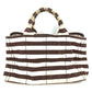 PRADA Handbag canvas Brown Canapa logo border