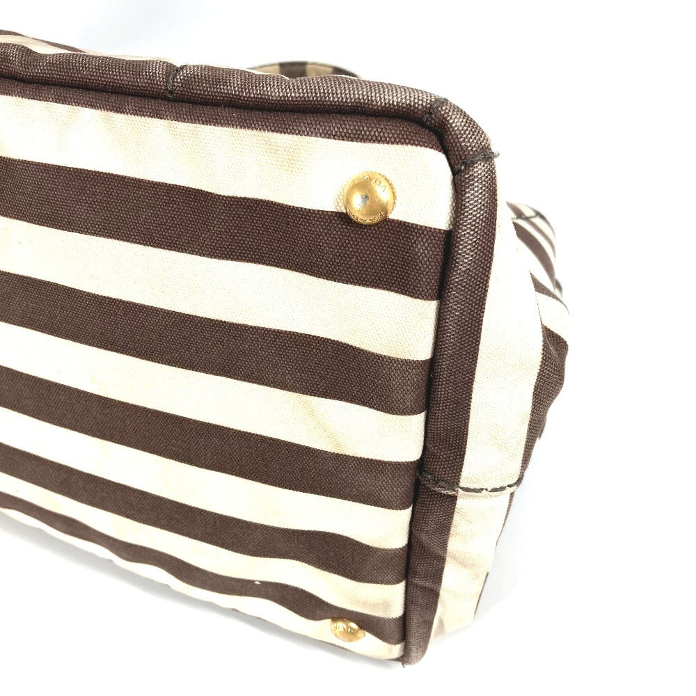 PRADA Handbag canvas Brown Canapa logo border