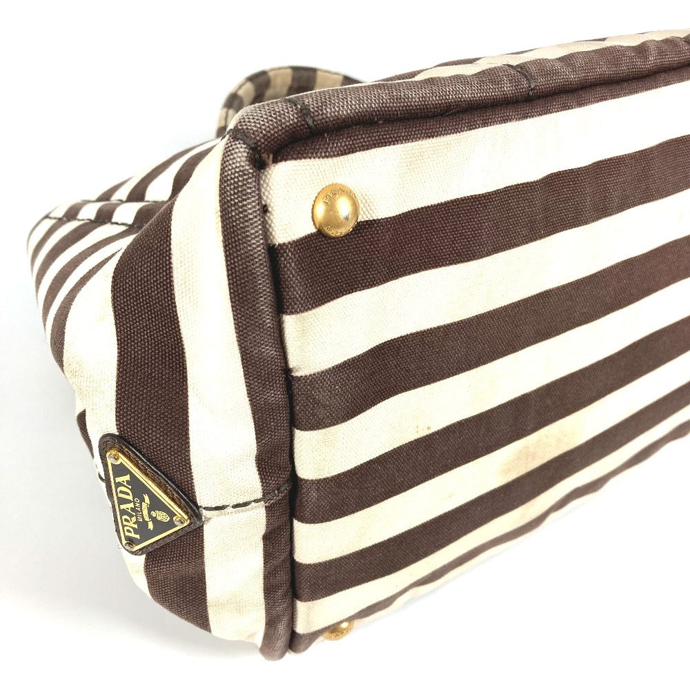PRADA Handbag canvas Brown Canapa logo border