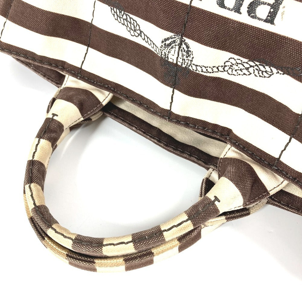 PRADA Handbag canvas Brown Canapa logo border